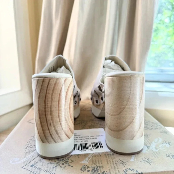 New Free People Cassis Clogs Shoe Wooden Leather Sandal Platform Heeled Stud - Picture 9 of 11